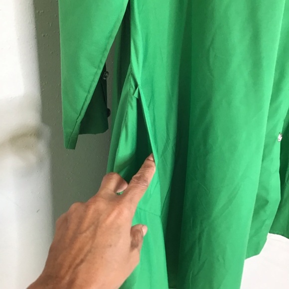 Step In Style Elegant Bright Green Collared Button Up High-Low Shirt Dress SZ M - Picture 4 of 12